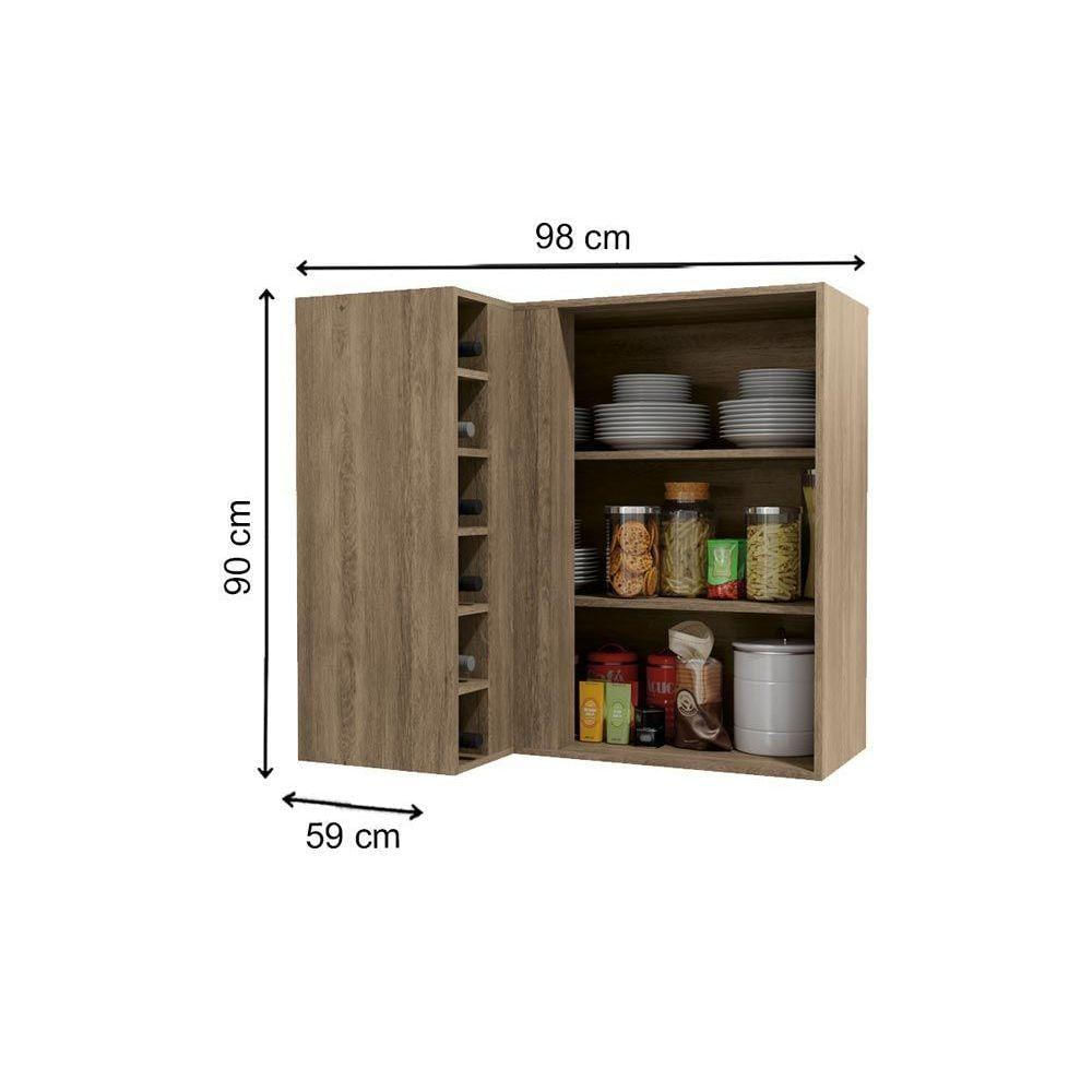 Armário Aéreo Cozinha Modulado Maxxi Canto Reto G768 Com 1 Porta 98cm Canela - Kappesberg