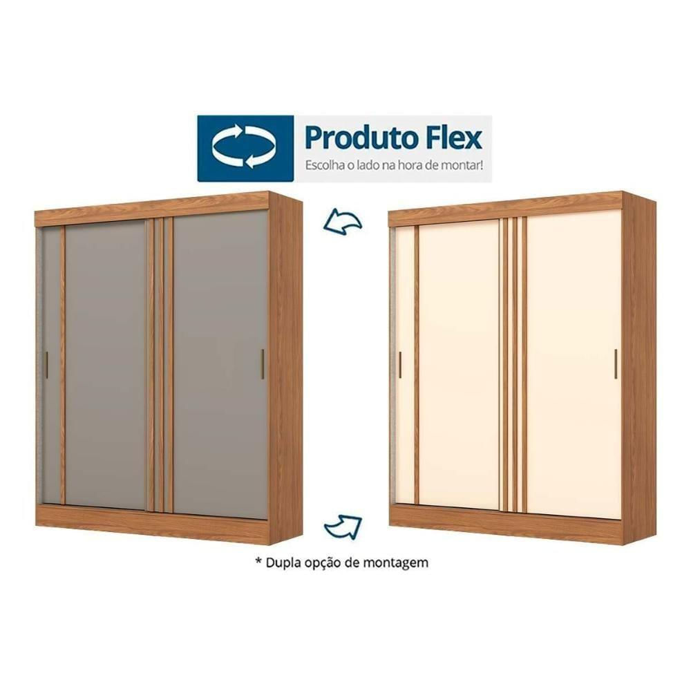 Guarda Roupa 2 Portas de Correr e 2 Gavetas Briz B353 Flex Nature/Off White ou Cinza - Henn