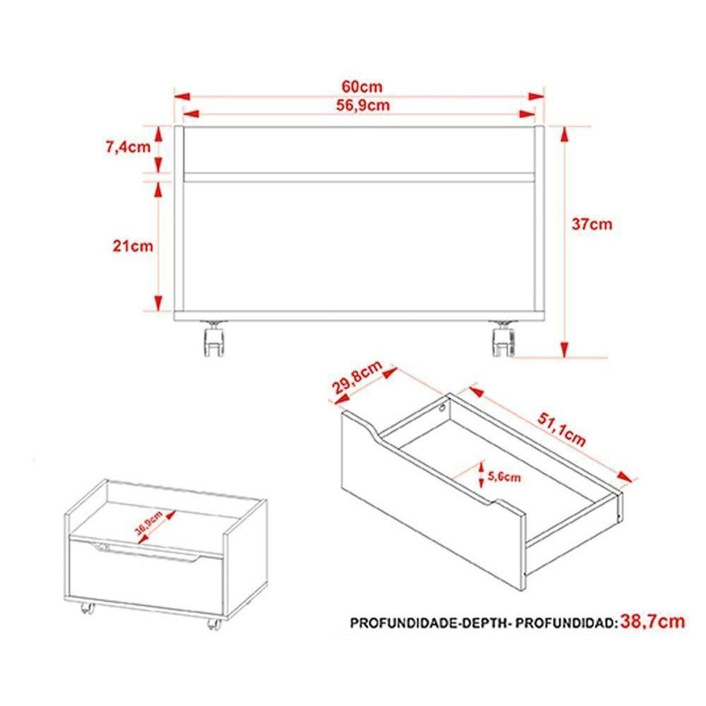 Gabinete De Banheiro Suspenso Bn3647 Sem Cuba 1 Gaveta E Rodizio 60cm Mármore Branco - Tecno Mobili