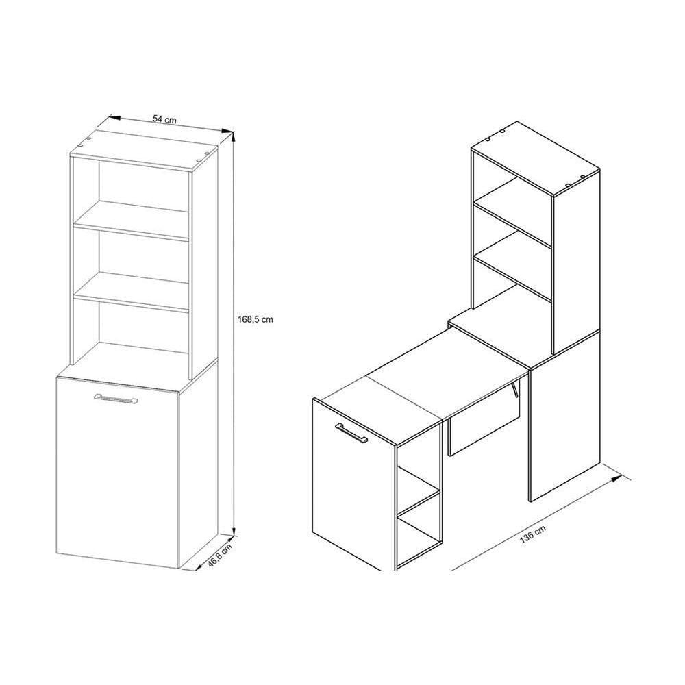 Mesa Multiuso Casal Retrátil Me4171 C/ 5 Nichos Amêndoa - Tecno Mobili