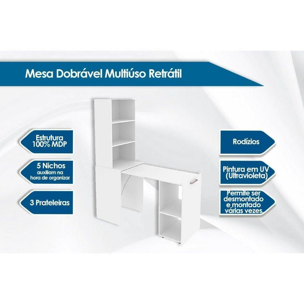 Mesa Multiuso Casal Retrátil Me4171 C/ 5 Nichos Amêndoa - Tecno Mobili