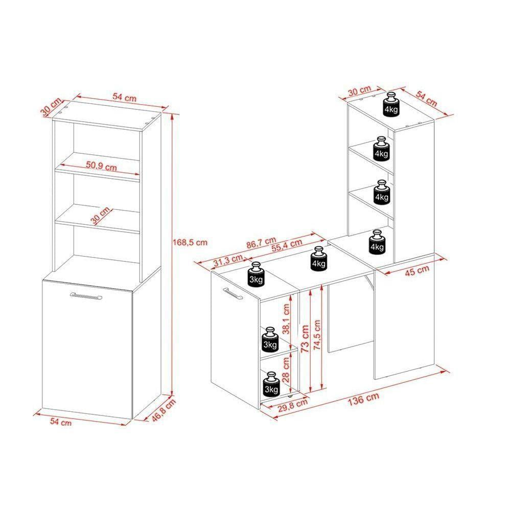 Mesa Multiuso Casal Retrátil Me4171 C/ 5 Nichos Amêndoa - Tecno Mobili