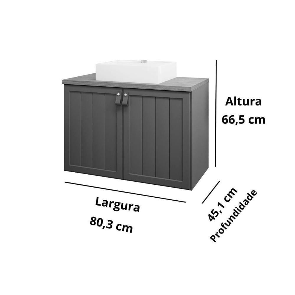 Gabinete De Banheiro Balcão Alure 2 Portas Com cuba 80cm Cappuccino-freijo - Mgm