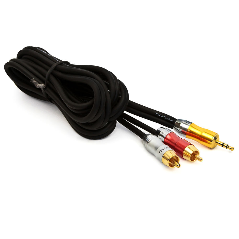 Cabo P2 Estereo para 2 RCA Profissional - 25 Metros
