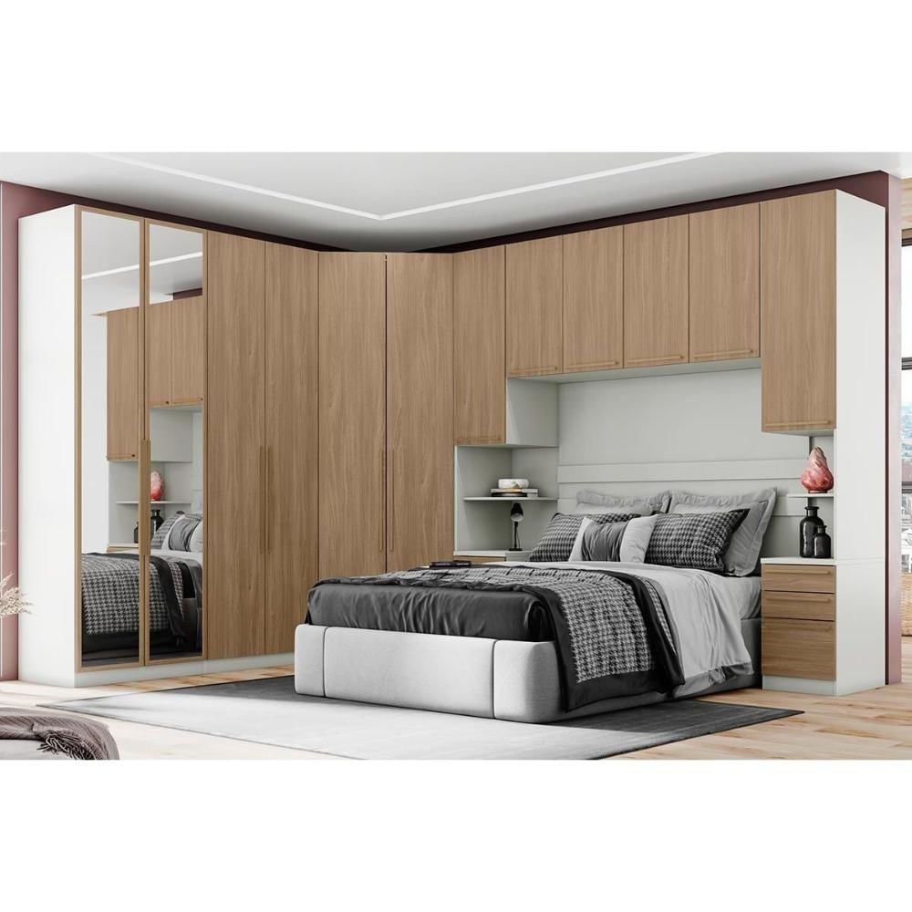 Modulado De Quarto Closet De Canto Mc05 Seletto C- 2 Portas E 3 Gavetas Areia