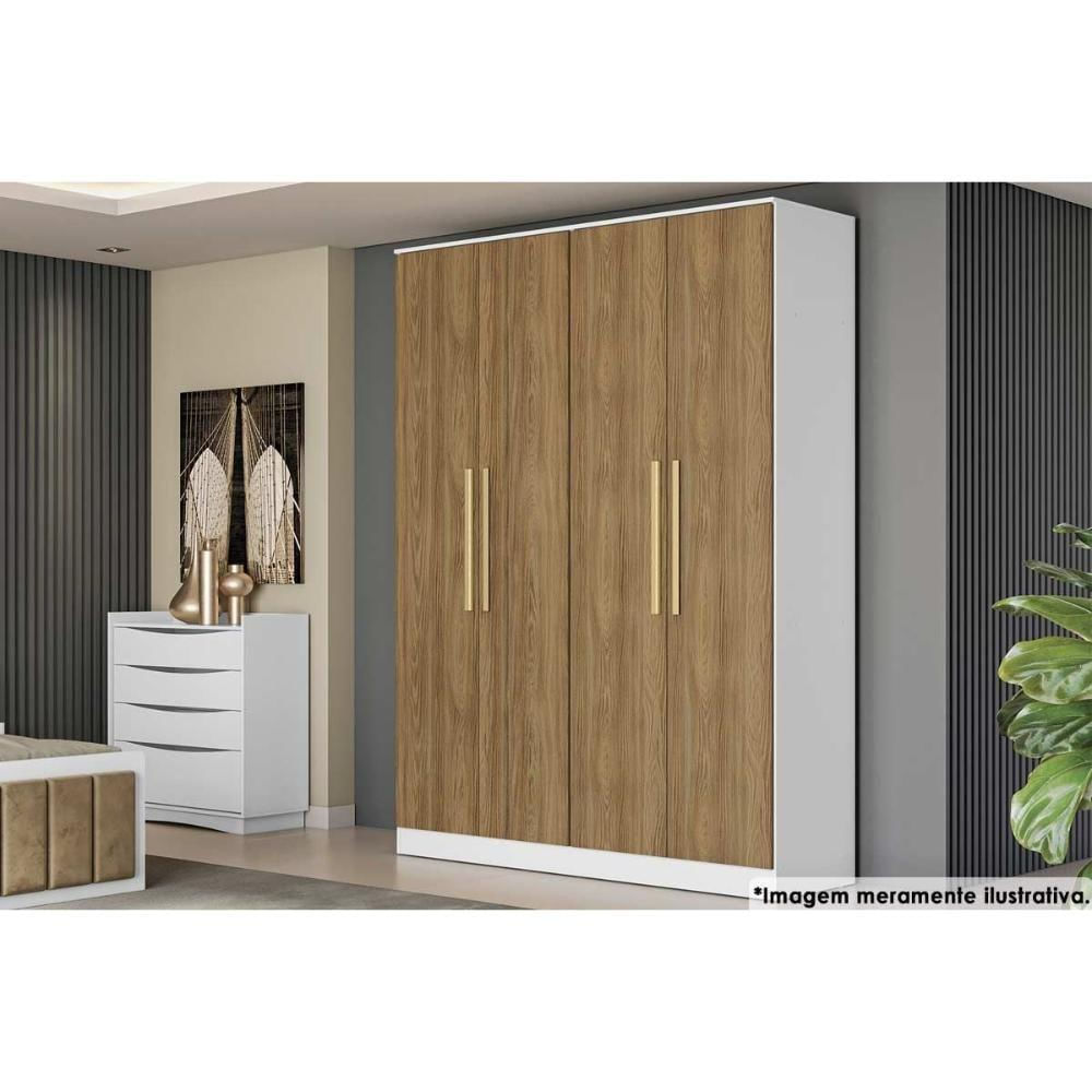 Modulado De Quarto Guarda Roupa C- 4 Portas E 2 Gavetas N536 Adapt Nogueira-macadamia