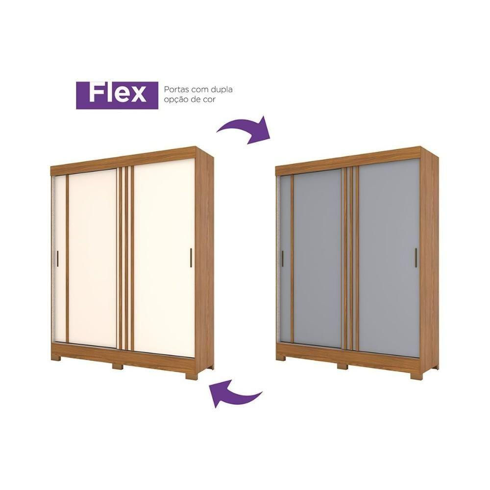 Guarda Roupa Casal 2 Portas de Correr e 2 Gavetas c/ Pés Briz B353 Flex Nature/Off White ou Cinza - Henn