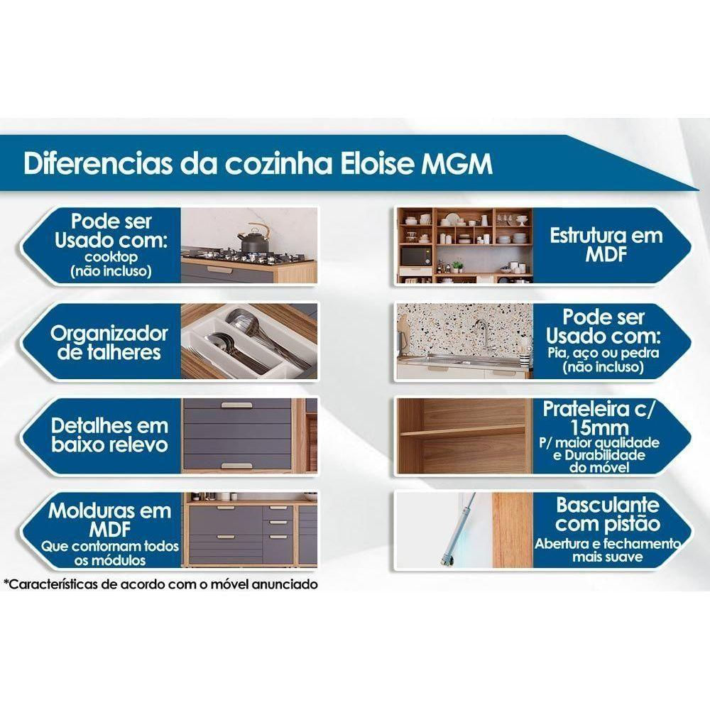 Torre Quente De Cozinha Paneleiro Eloise Com 3 Portas Basculantes Riscadas 1 Nicho Para Forno E 2 Gavetas 70 Cm Freijo-off White - Mgm