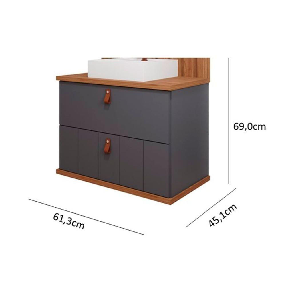 Gabinete De Banheiro Balcão Milano 1 Porta E 1 Gaveta Com cuba 60cm Cappuccino-freijo - Mgm