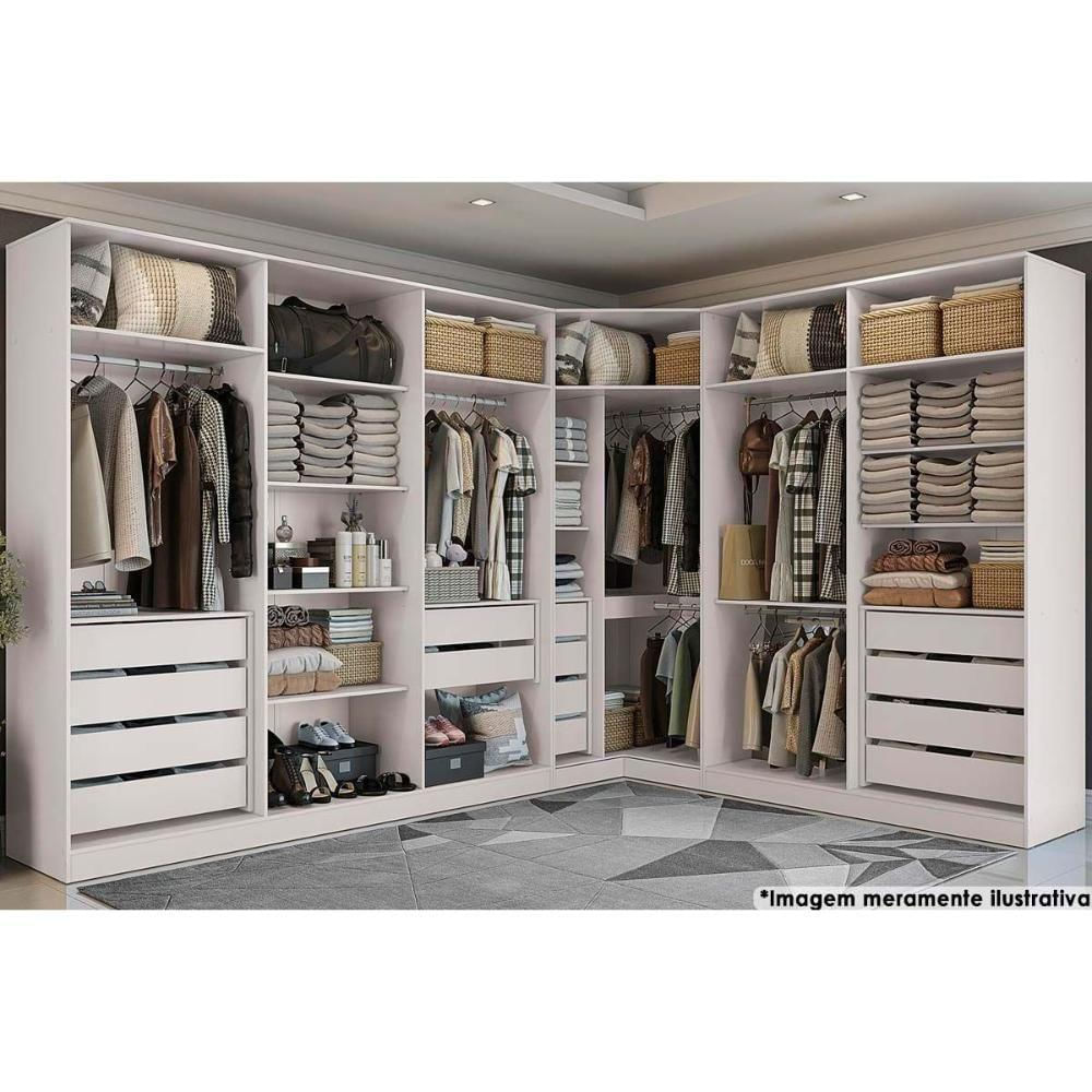 Guarda Roupa Closet De Quarto Arm80amdp Adapt C/ 2 Gavetas Aberto S/ Portas 230x80cm Branco - Kappesberg