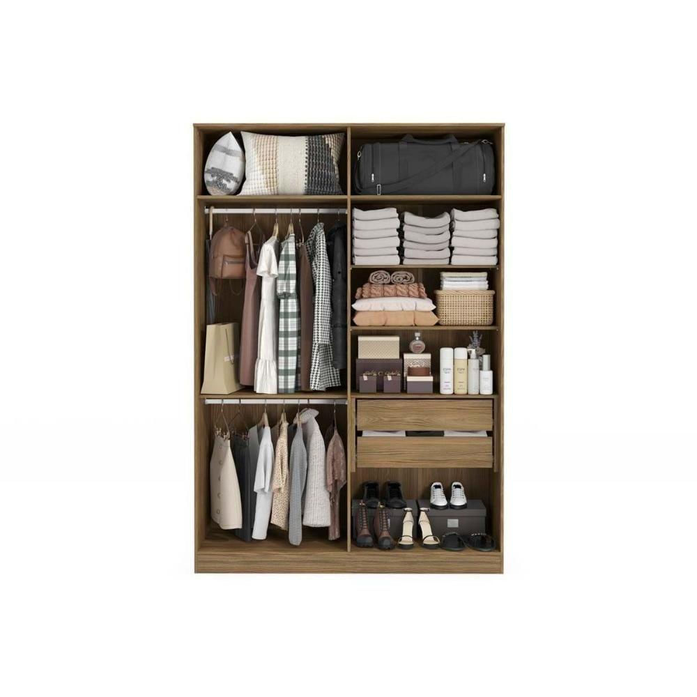 Guarda Roupa Closet De Quarto Arm158amdp Adapt C/ 2 Gavetas Aberto S/portas 230x158cm - Nogueira - Kappesberg