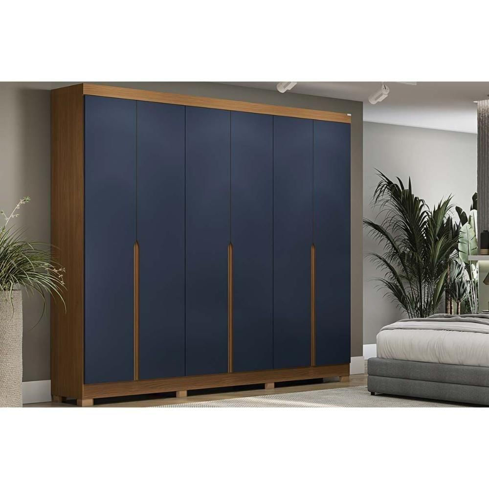 Guarda Roupa Casal 6 Portas E 4 Gavetas C- Pés Cb02r582 Canela-azul