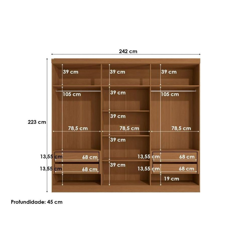 Guarda Roupa Casal 6 Portas E 4 Gavetas R582 Canela