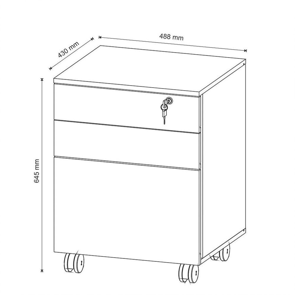 Gaveteiro 3 Gavetas Com Rodízios Me4148 Nogal