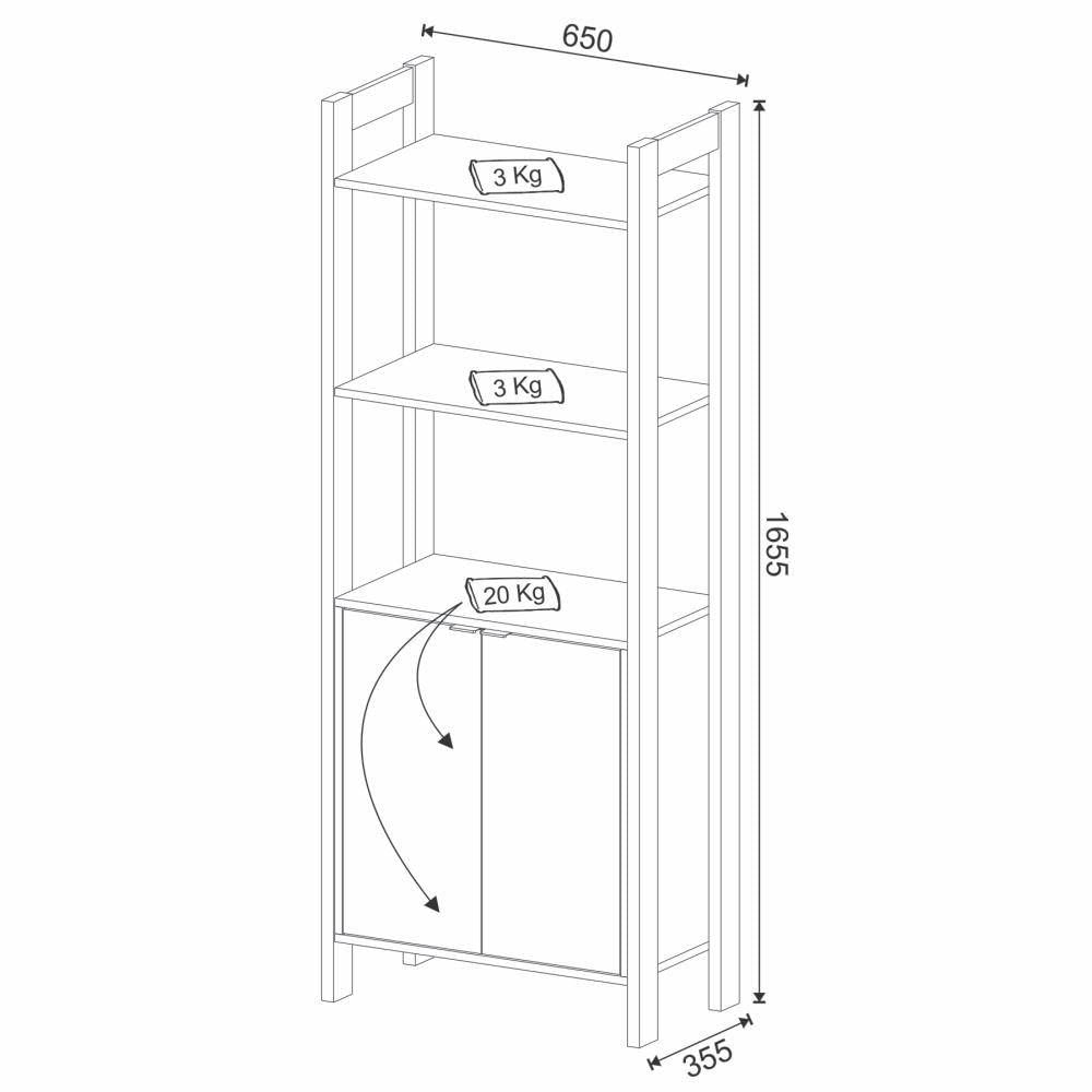 Estante Multiuso Multiuso 2 Portas Branco/nogal Tecno Mobili