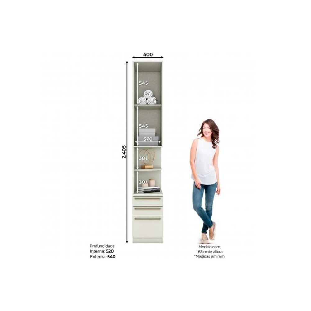 Modulado De Quarto Seletto 6 Peças (1 Ponte + 1 Closet + 2 G Roupas + 2 Complementos) Qmh06 Areia