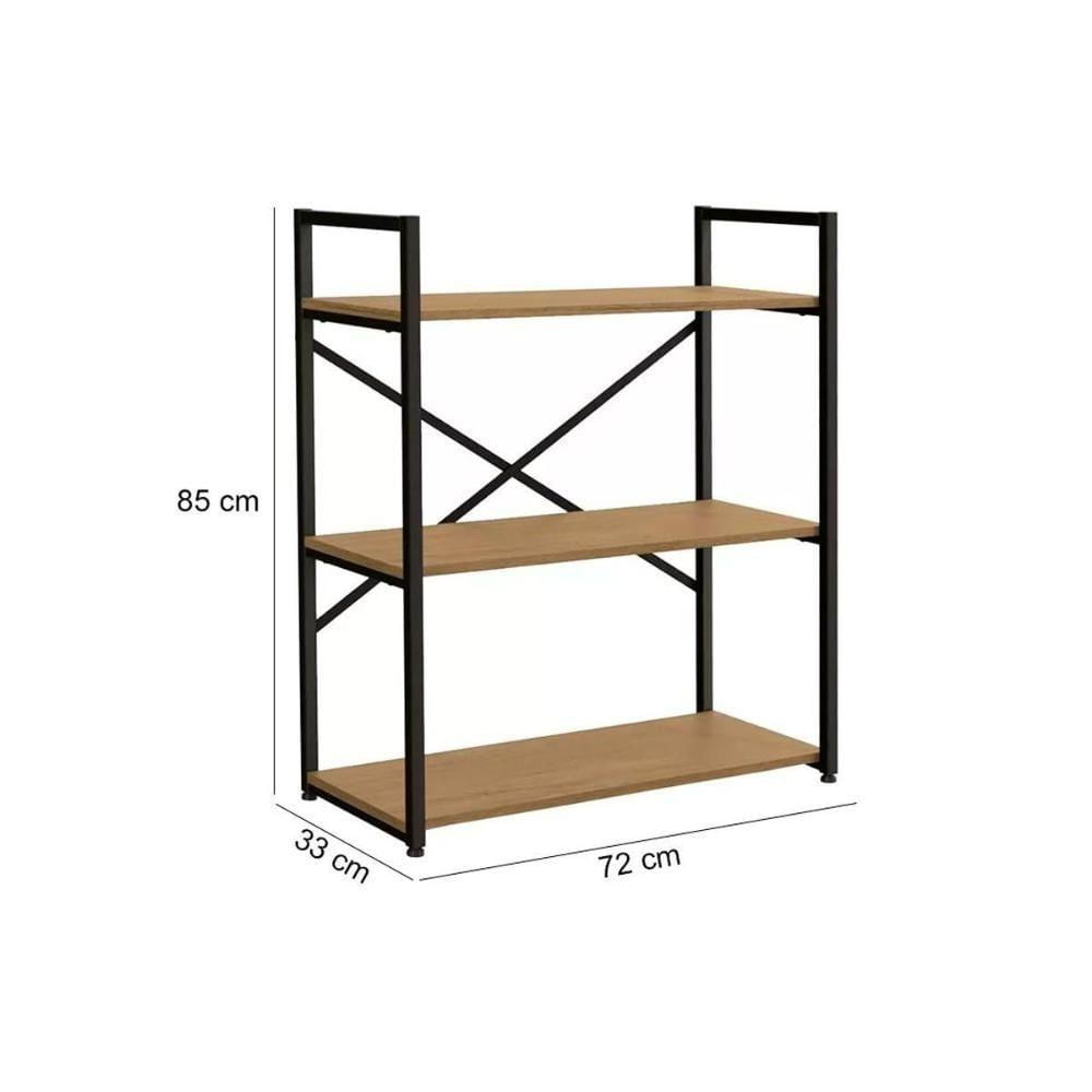 Escritório Completo Industrial (1 Escrivaninha, 2 Estantes) 3 Peças Freijó - Kappesberg