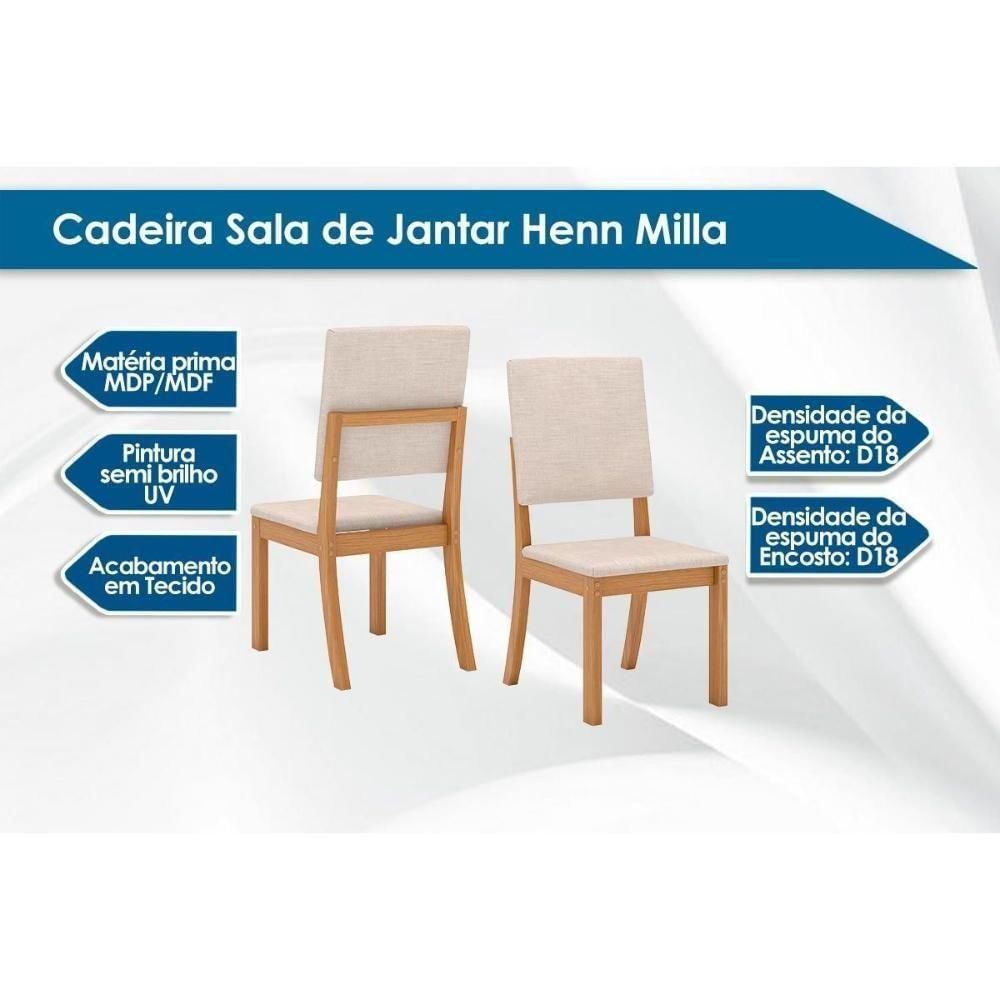 Sala De Jantar Completa Natalí C- Tampo Madeirado Reto S- Vidro 160x90cm E 6 Cadeiras Milla Nature-veludo Light Marrom Amêndoa - Henn