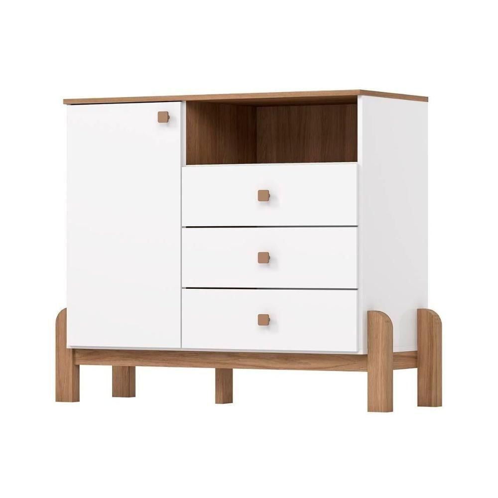 Quarto De Bebê Completo Ternura 3 Peças (1 Guarda Roupa + 1 Berço + 1 Cômoda) Qi79 Branco-jequitiba