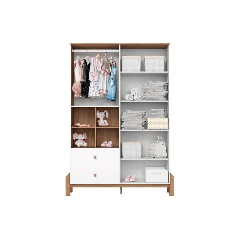 Quarto De Bebê Completo Ternura 3 Peças (1 Guarda Roupa + 1 Berço + 1 Cômoda) Qi79 Branco-jequitiba