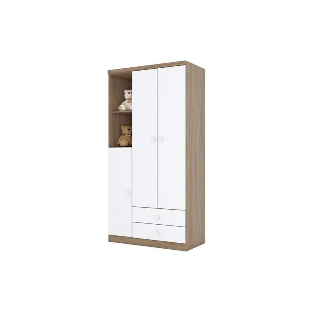 Quarto Infantil Completo Bala De Menta 2 Peças (1 Guarda Roupa + 1 Cômoda) Qi93 Branco - Henn