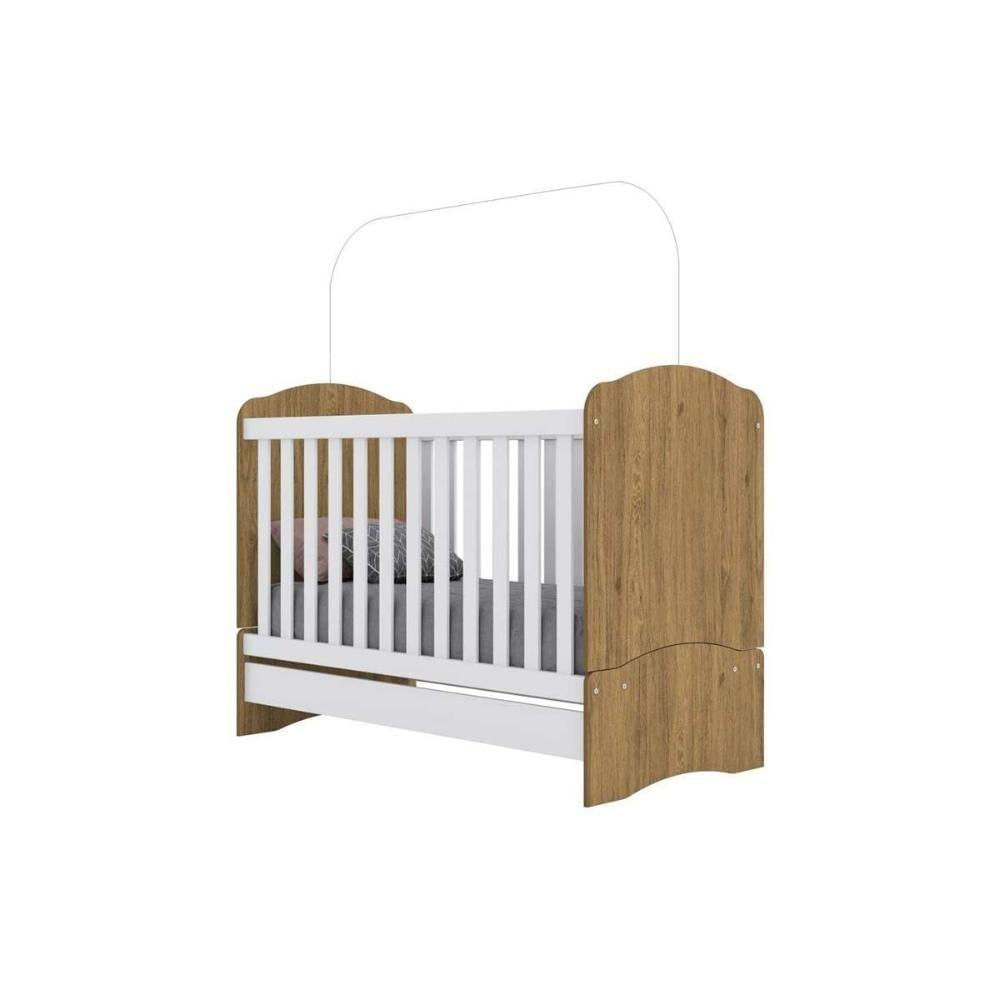 Quarto Infantil Completo Bala de Menta 2 Peças (1 Cômoda + 1 Berço) QI95 Rústico/Branco - Henn