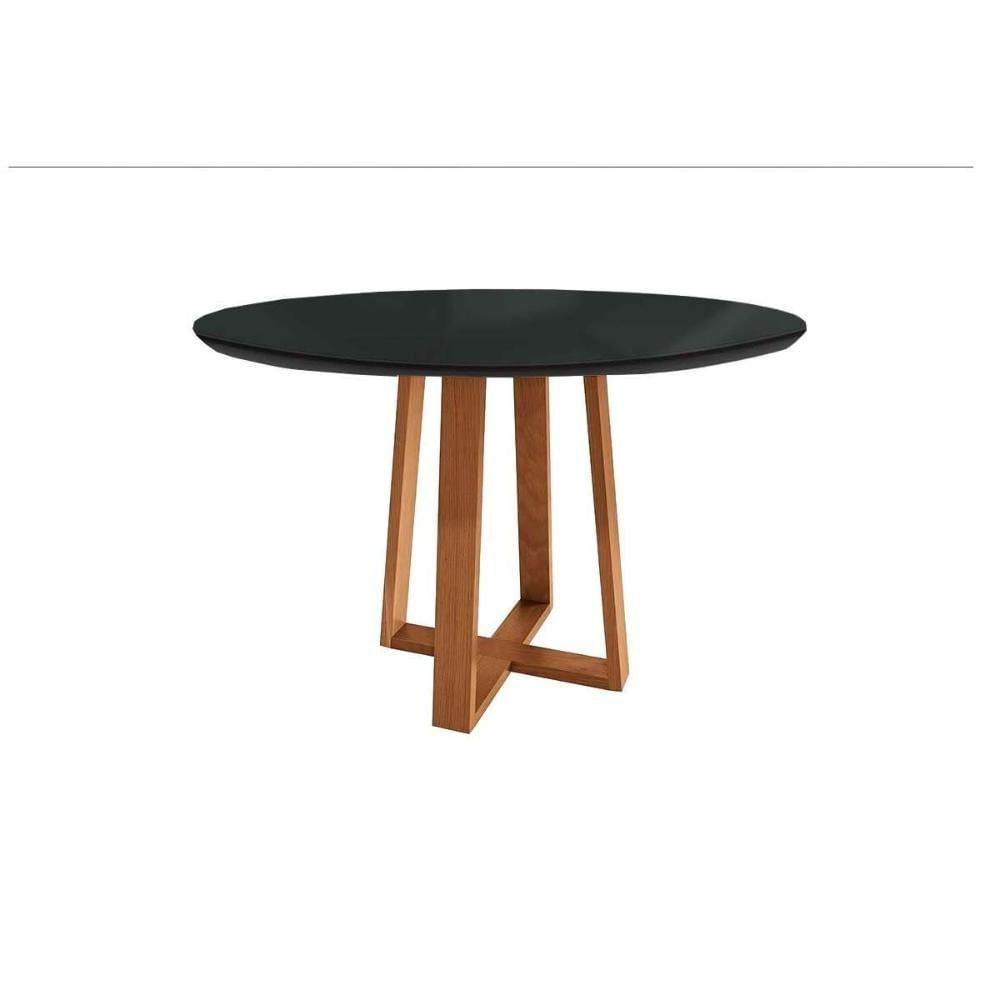 Mesa De Sala Jantar Elma Madeira Maciça C-tampo Madeirado C- Vidro 105x105cm Carvalho-preto Fosco-vidro Preto - Kappesberg