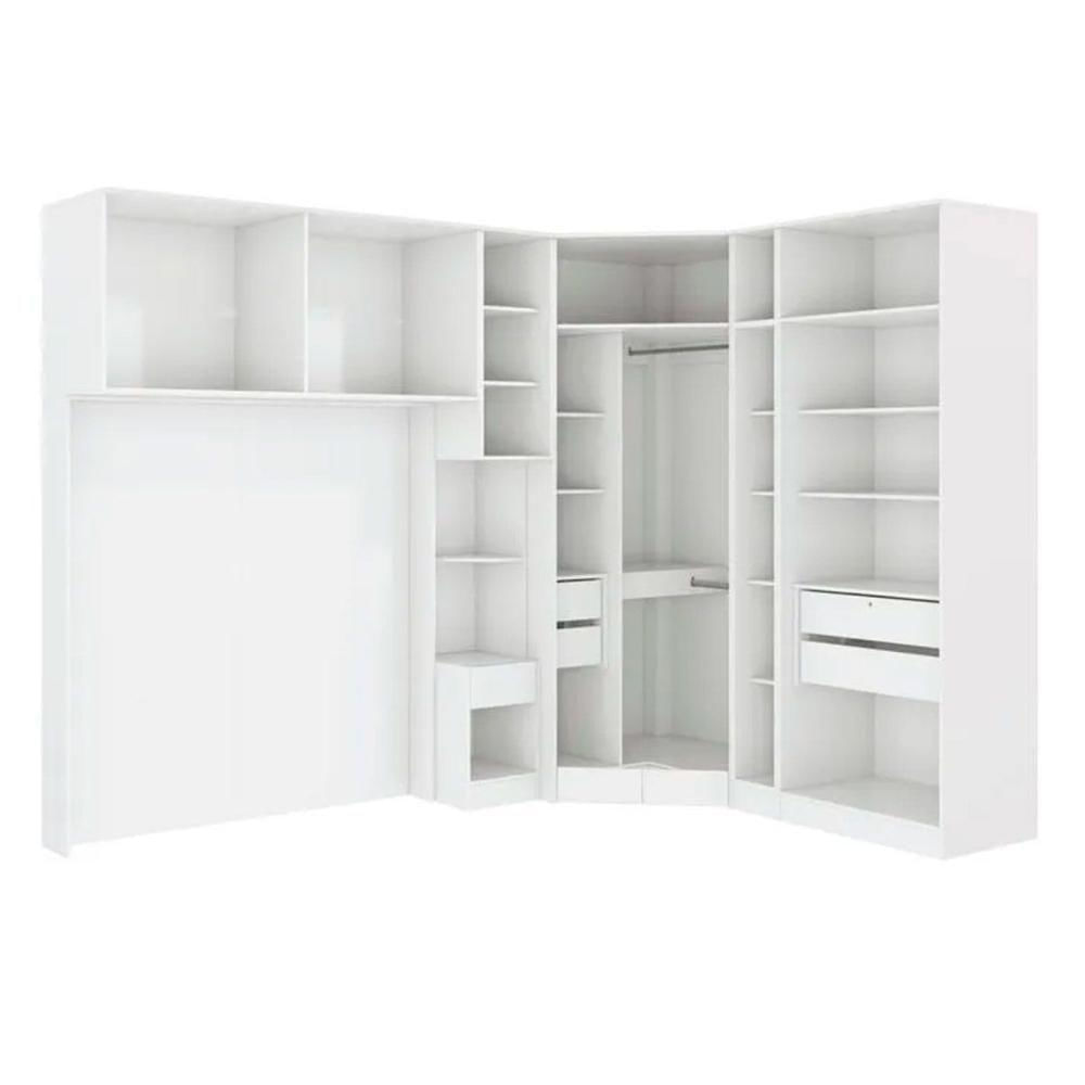 Guarda Roupa Closet De Quarto Adapt 7 Peças (5 Armários + 2 Complementos) Qcm153 Branco-macadamia