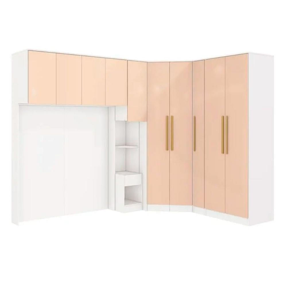 Guarda Roupa Closet De Quarto Adapt 7 Peças (5 Armários + 2 Complementos) Qcm153 Branco-macadamia