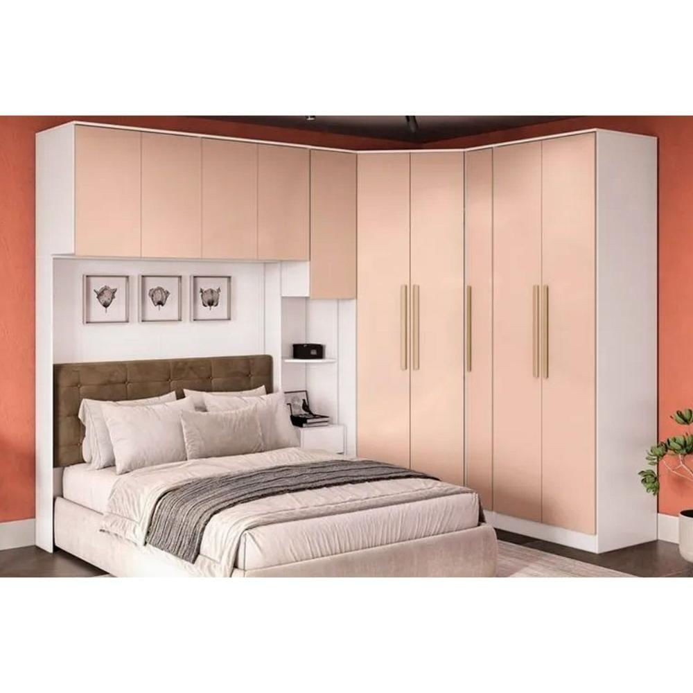 Guarda Roupa Closet De Quarto Adapt 7 Peças (5 Armários + 2 Complementos) Qcm153 Branco-macadamia