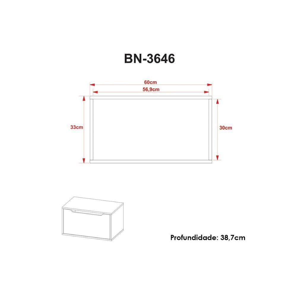 Conjunto De Banheiro Balcão Suspenso Bn3646 E Balcão Com Rodízios Bn3647 60cm E Armário Com Espelho Bn3648 60cm Branco - Tecno Mobili