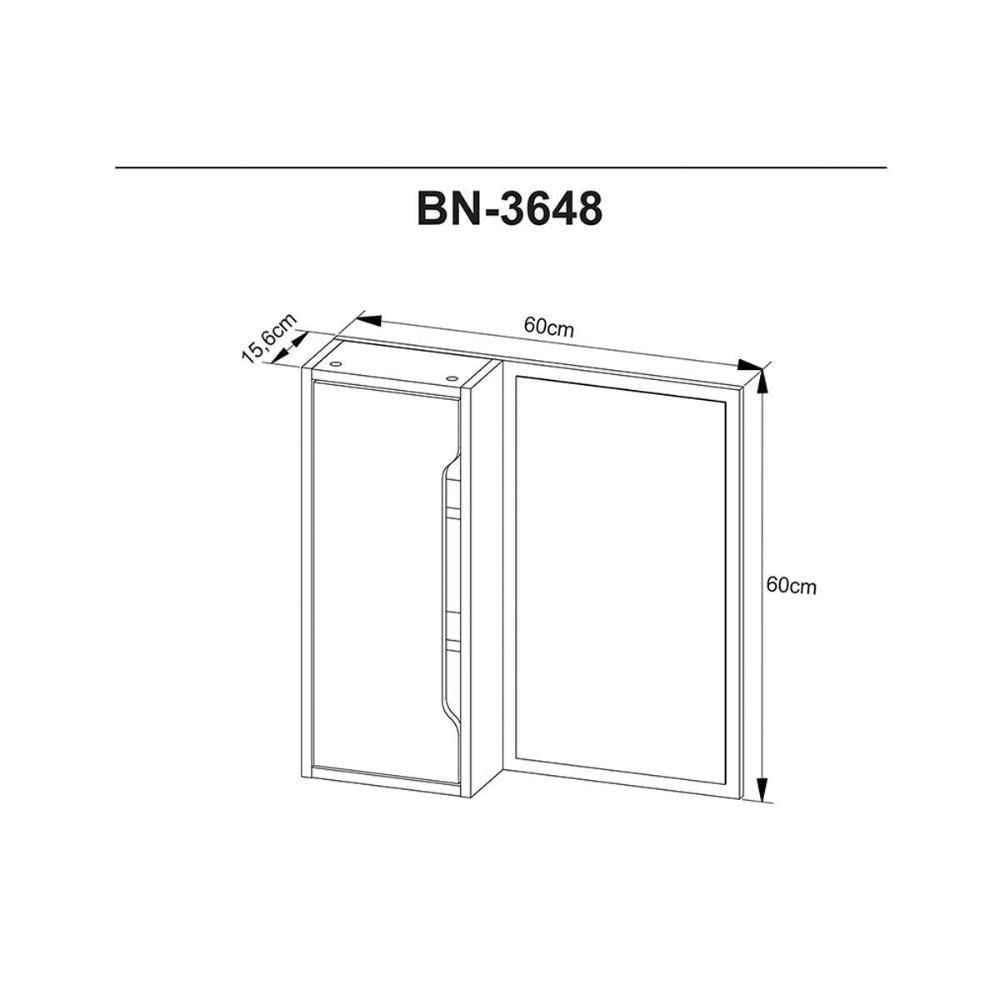 Conjunto De Banheiro Balcão Suspenso Bn3646 E Balcão Com Rodízios Bn3647 60cm E Armário Com Espelho Bn3648 60cm Branco - Tecno Mobili