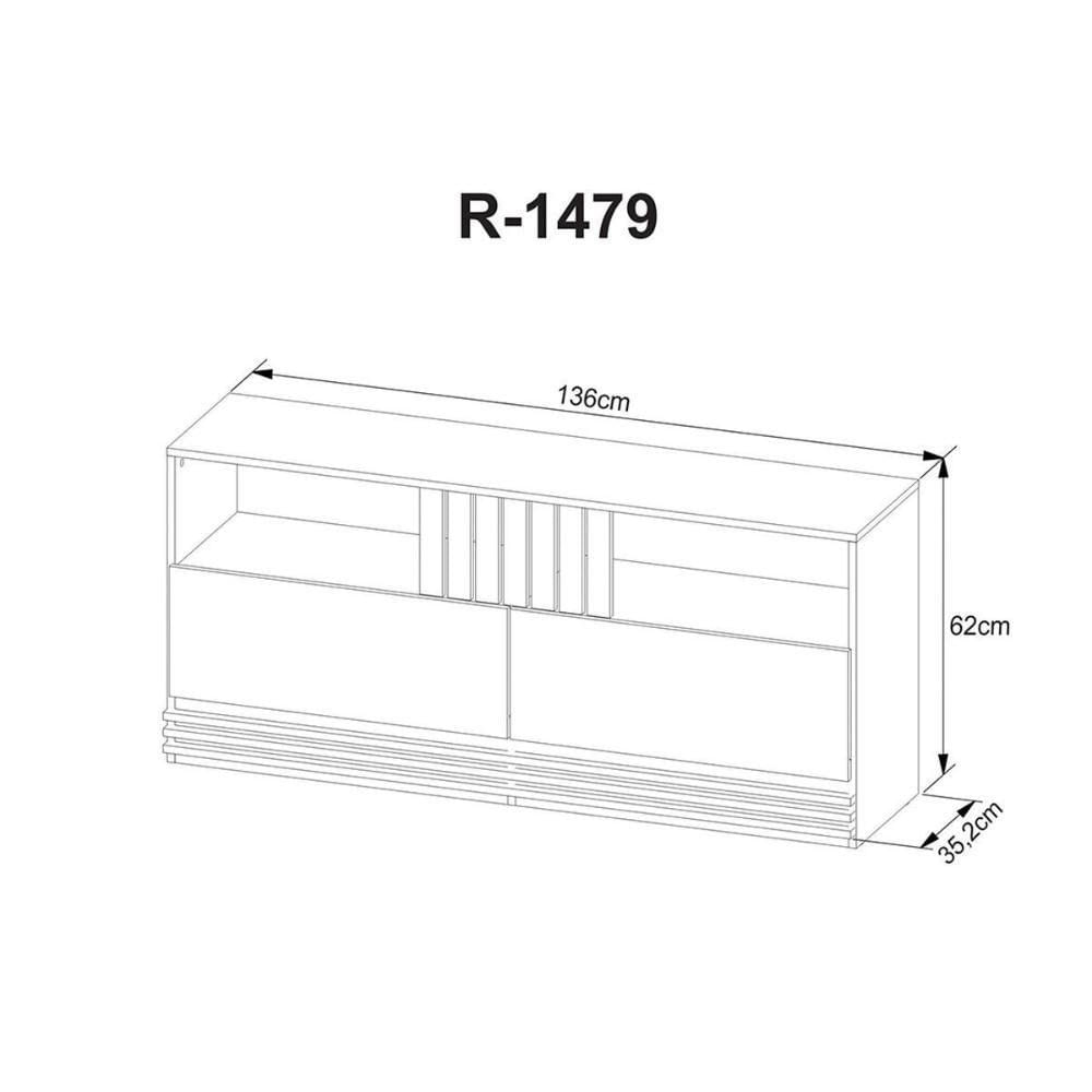 Rack Bancada Com Painel Para Tv Até 50 Pol Pa2913-r1479 2 Gavetas 136x88cm Natural-palha - Tecno Mobili