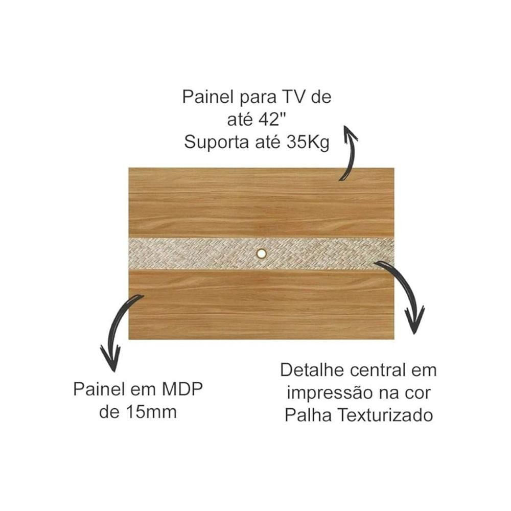 Rack Bancada Com Painel Para Tv Até 50 Pol Pa2913-r1479 2 Gavetas 136x88cm Natural-palha - Tecno Mobili