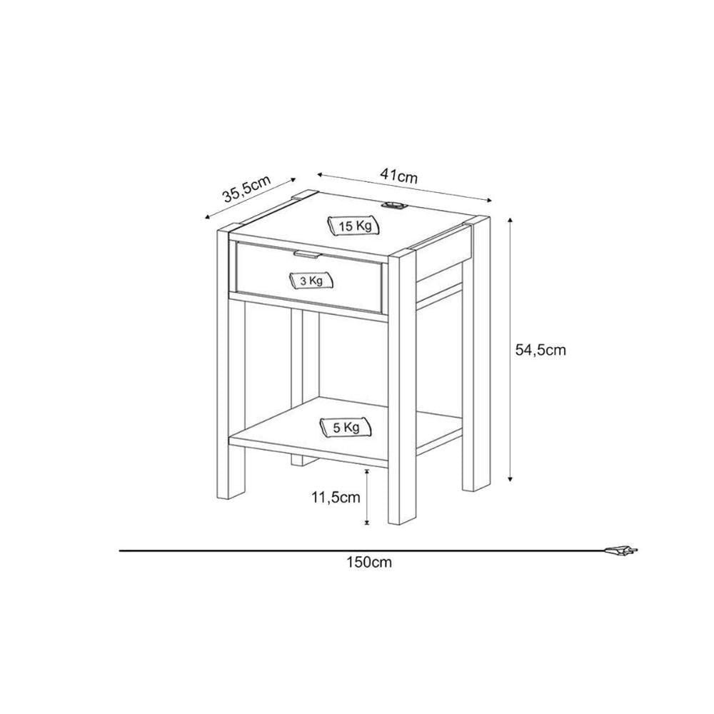 Quarto Casal Completo 3 Peças (2 Mesas Cabeceira Az1016 + Cama De Cm8005) Nogal-branco - Tecno Mobili