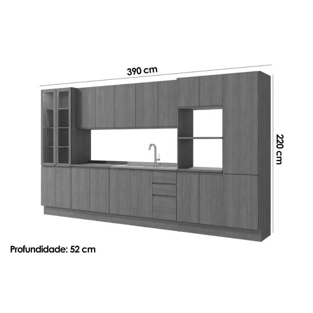 Cozinha Completa Ciela 8 Peças (2aéreos+2balcões+3paneleiros+1complemento) C8p78 Canela - Kappesberg