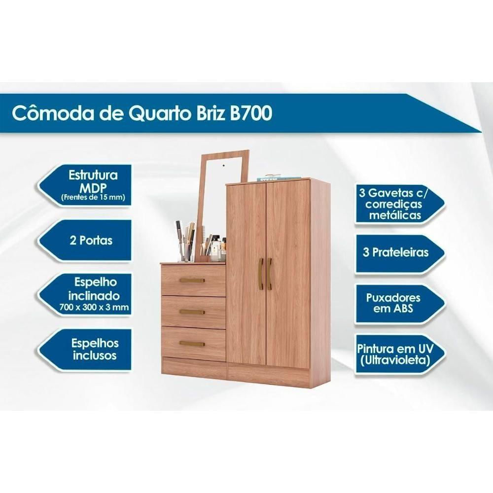 Guarda Roupa 2 Peças 1 Guarda Roupa + 1 Cômoda QC104 Branco Henn