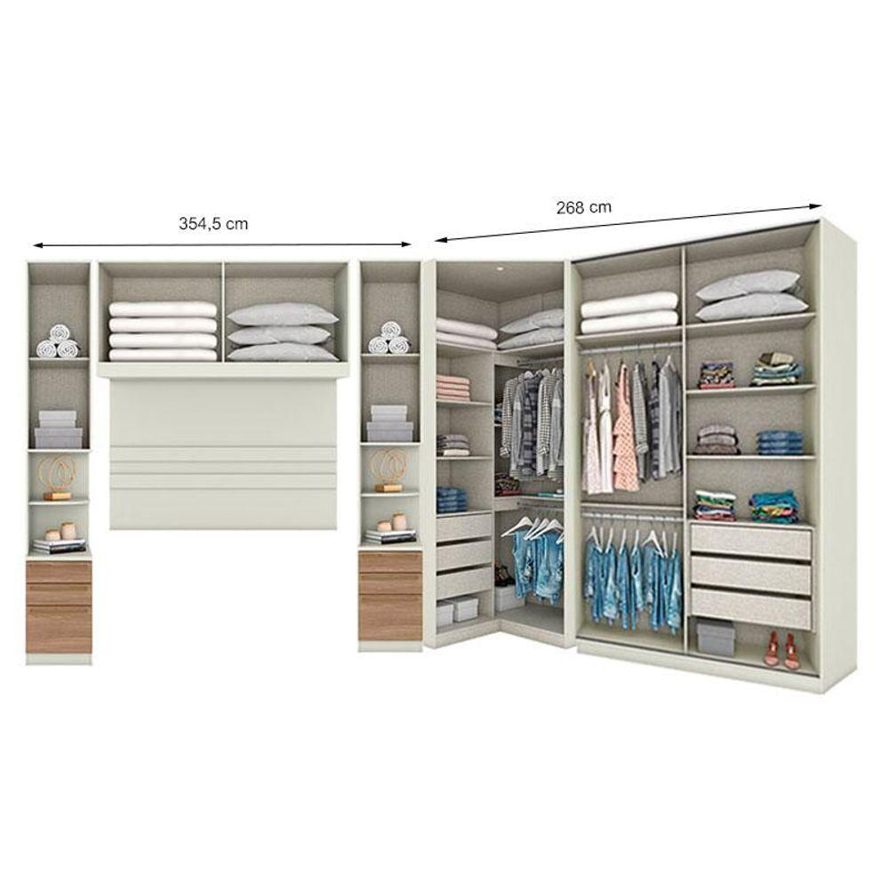 Quarto Modulado Casal Ambiente 5 Seletto 5 Peças Areia Jequitibá - Henn