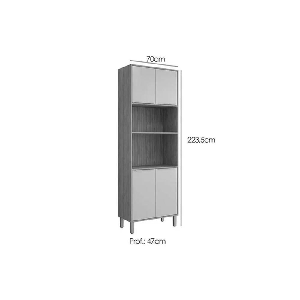 Paneleiro De Cozinha Divina Torre Quente 2 Fornos Com 4 Portas 70cm Freijo-titanium - Mgm