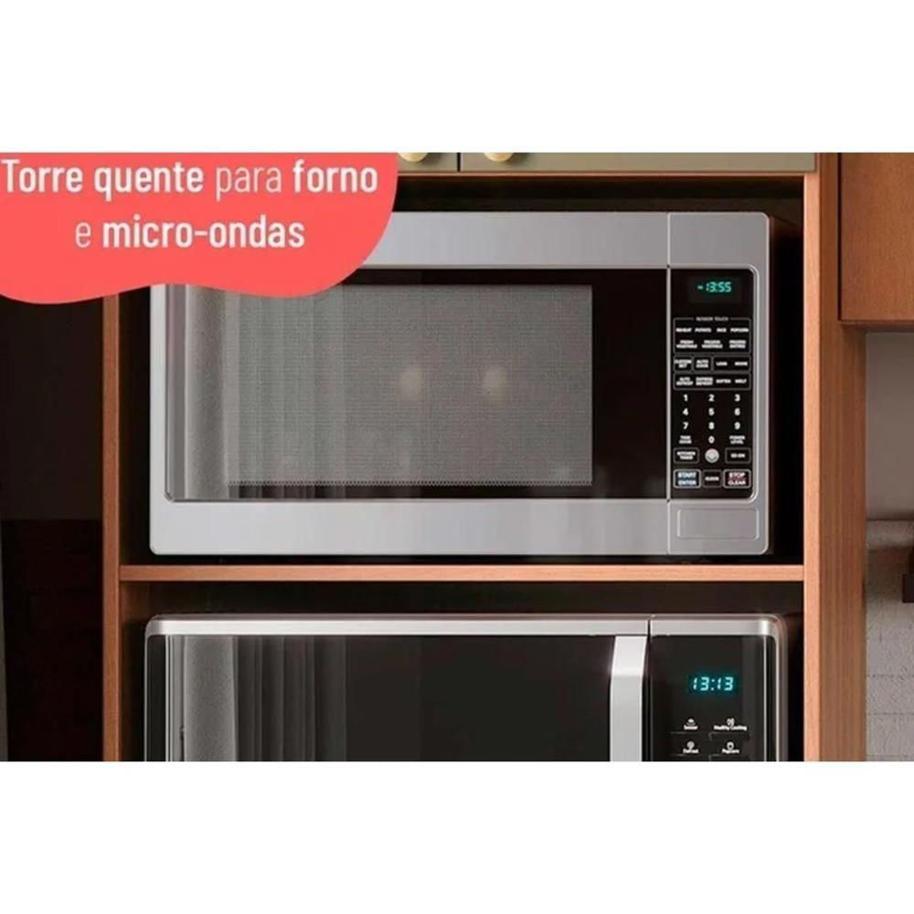 Paneleiro De Cozinha Divina Torre Quente 2 Fornos Com 4 Portas 70cm Freijo-titanium - Mgm