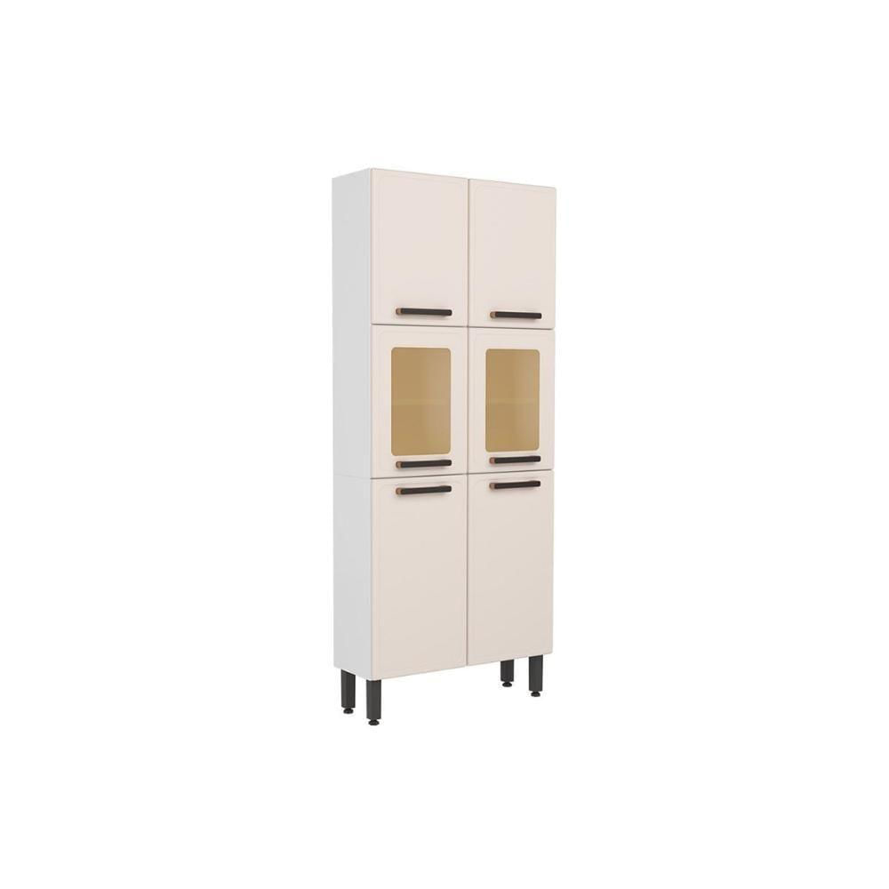 Cristaleira De Cozinha Paneleiro Origens 7039 C- 6 Portas (2 C- Vidro) 80cm Branco-areia - Bertolini