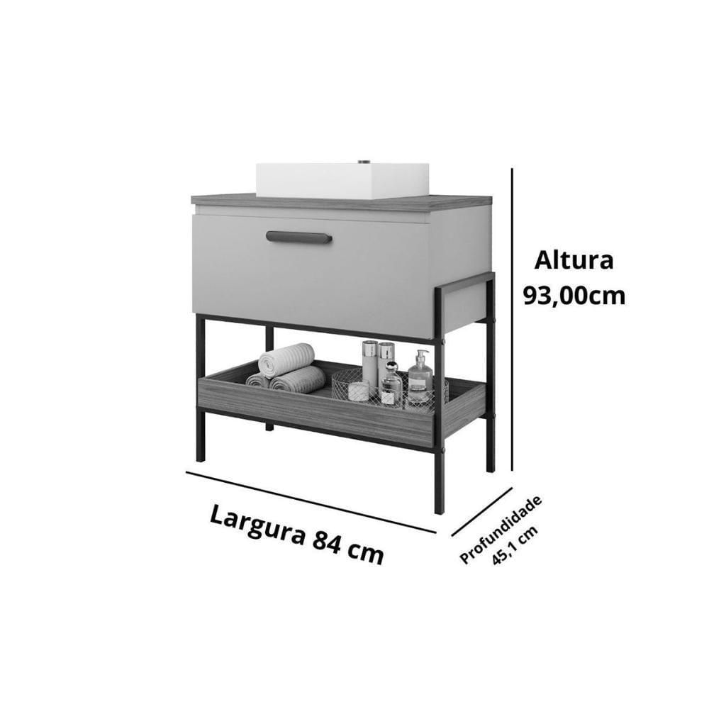 Gabinete De Banheiro Balcão Portinari 1 Porta C-cuba 80cm Cimento-freijo - Mgm