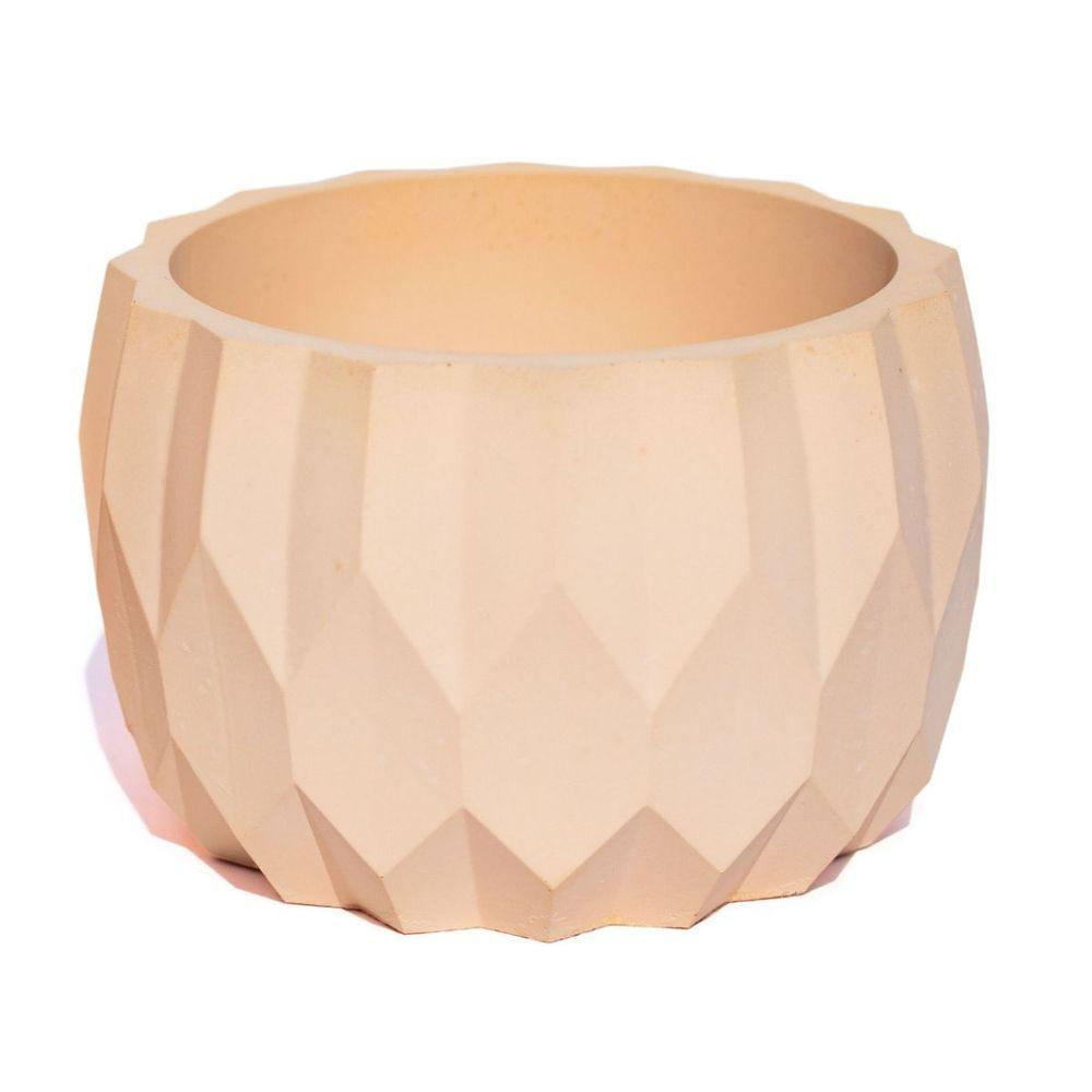 Vaso Decorativo Losangos 9,5cm Cimento Artesanal Sala E Cozinha Palha