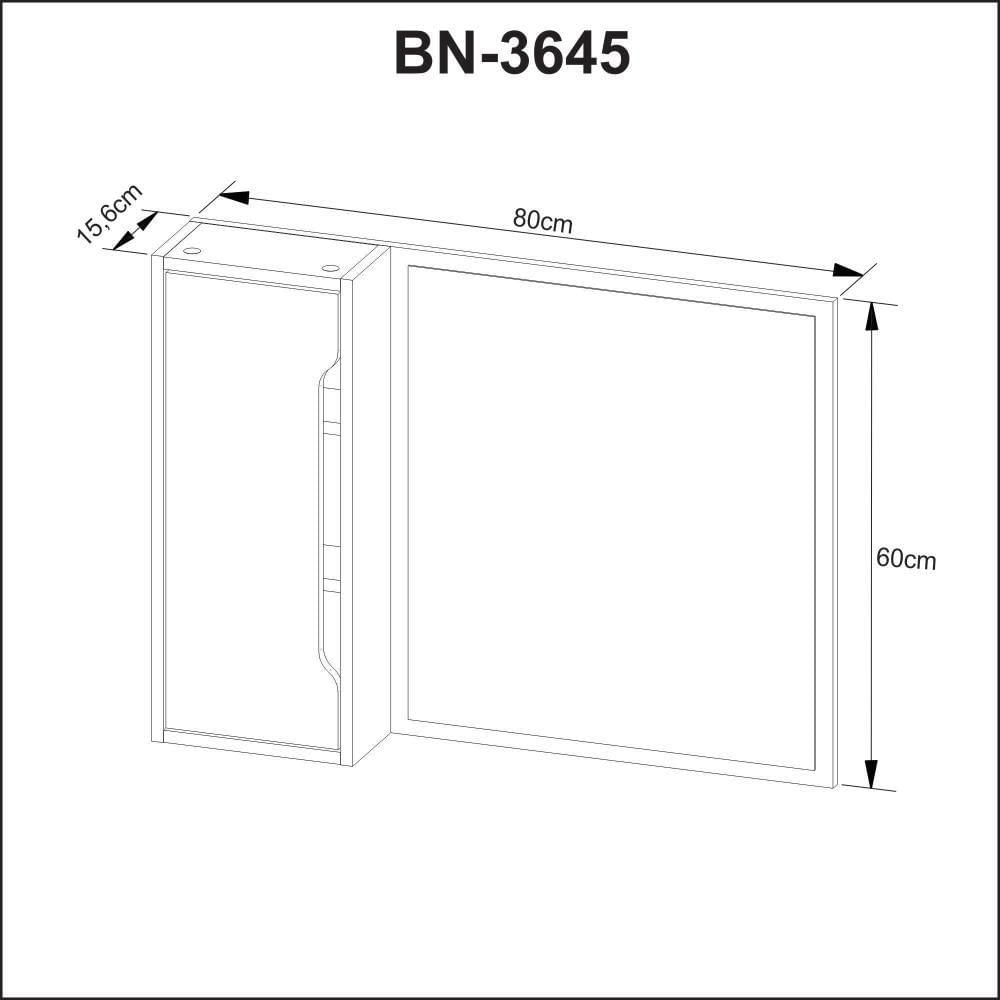 Espelheira Para Banheiro Bn3645 Amêndoa-branco 80x60cm Tecnomobili