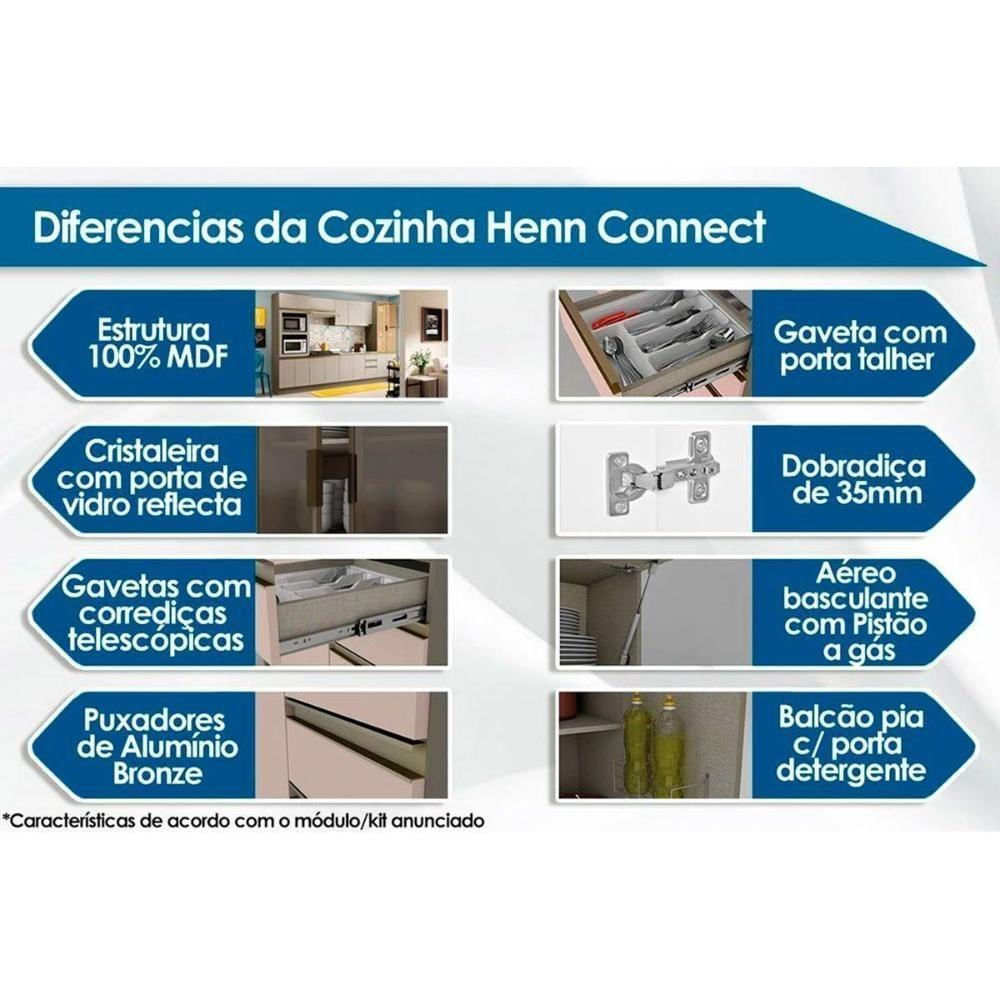 Armário Aéreo Cozinha Modulado p/ Connect c/ 2 Portas Ripadas 80cm Duna/Cristal - Henn