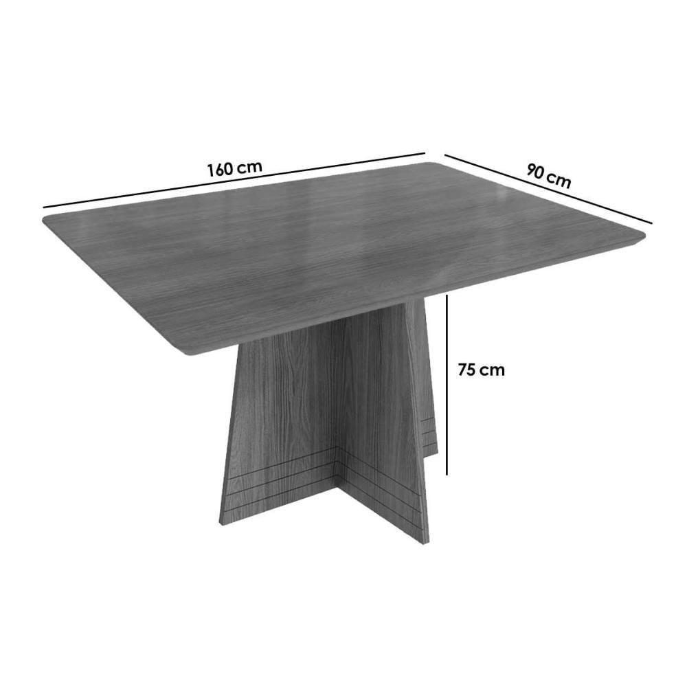 Mesa Para Cozinha Lótus Com Tampo Madeirado Com Vidro 80x120cm Nogueira Preto Fosco Vidro Preto Kappesberg