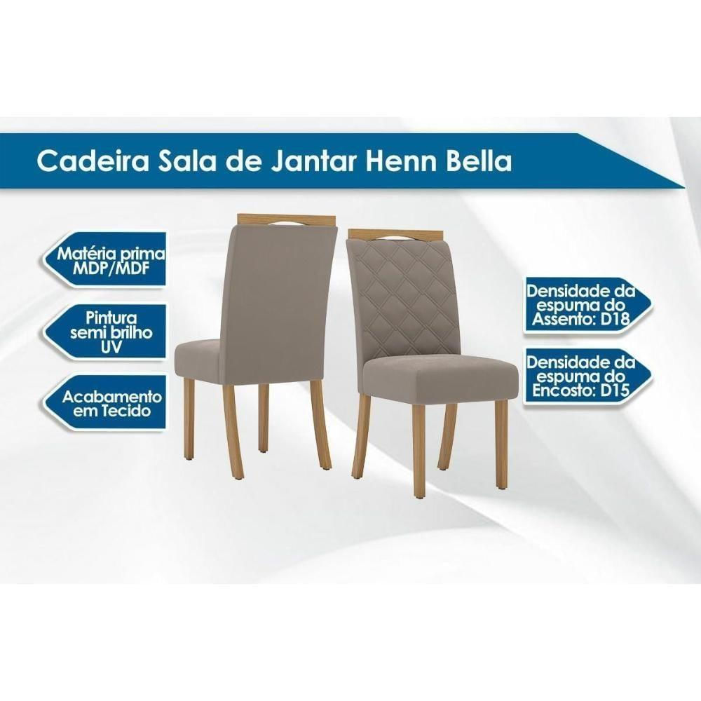 Kit 4 Cadeiras Sala Jantar Bella 4 Un Nature Suede Light Marrom Amendoa