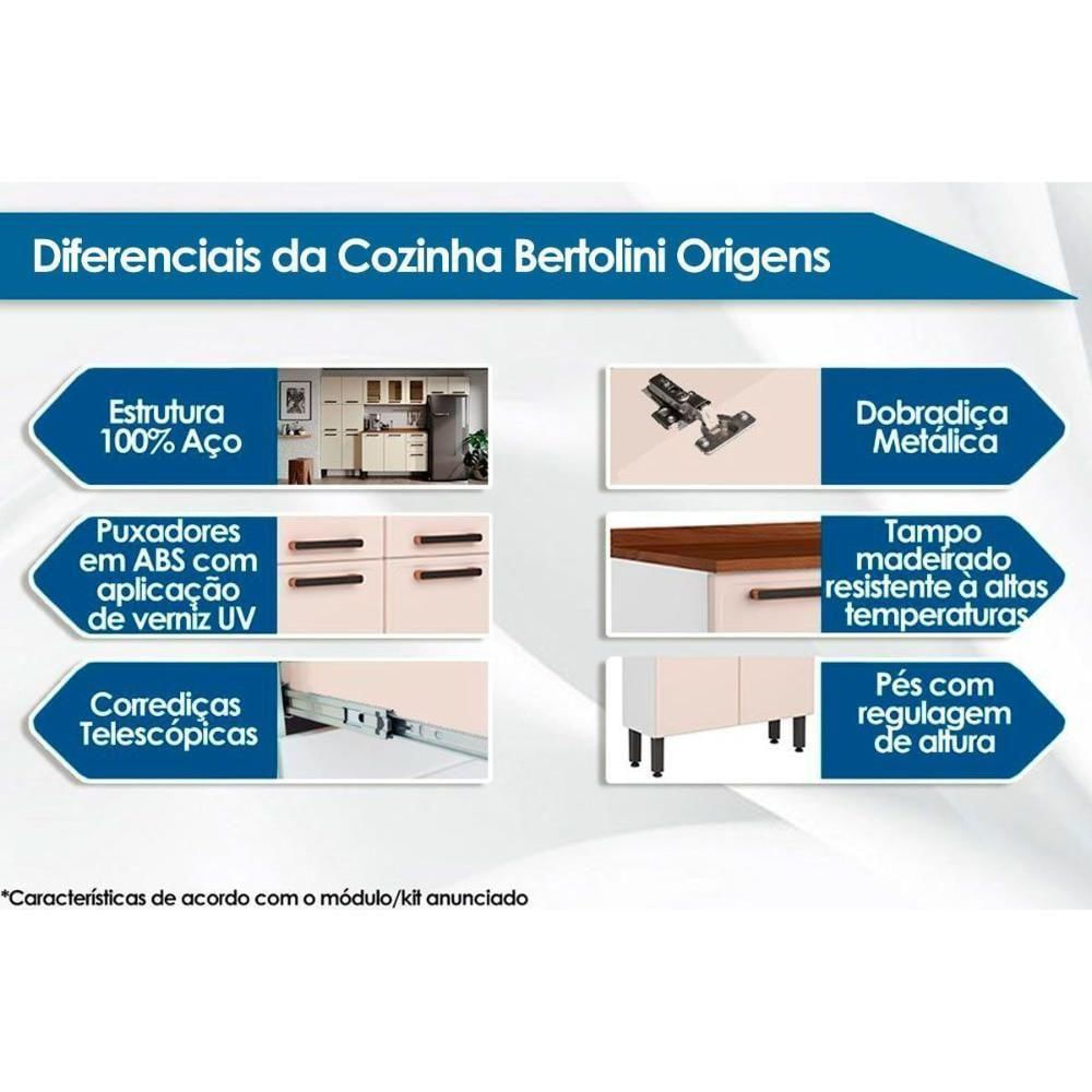 Cristaleira De Cozinha Paneleiro Origens 7039 C- 6 Portas (2 C- Vidro) 80cm Branco-areia - Bertolini