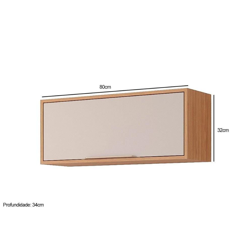 Armário Aéreo Cozinha Modulado Esplendida Geladeira Com 1 Portas Basculante 80cm Freijo-off White - Mgm