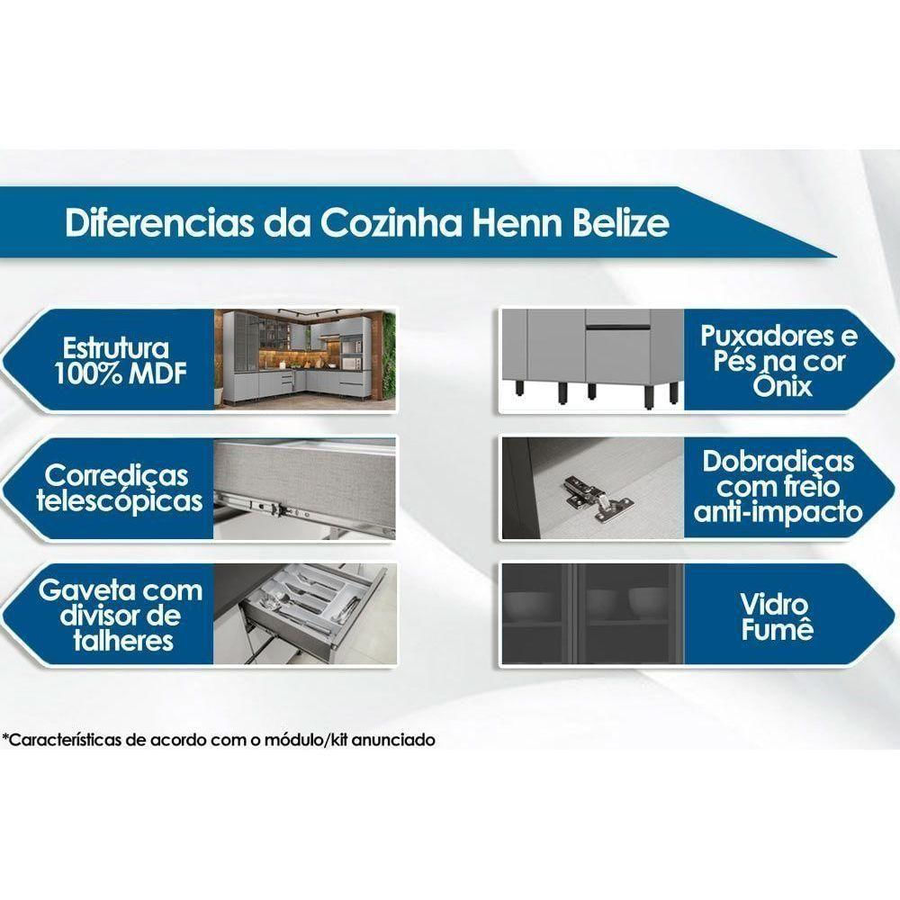 Módulo Cozinha Henn Belize Painel De Edição P- Fechamento 240x100x1.5cm Cinza-henn